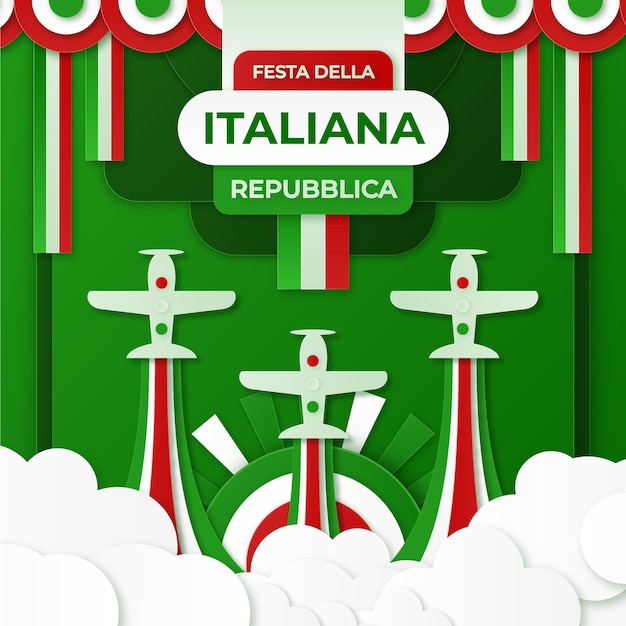 Kostenloser Vektor festa della repubblica illustration im papierstil