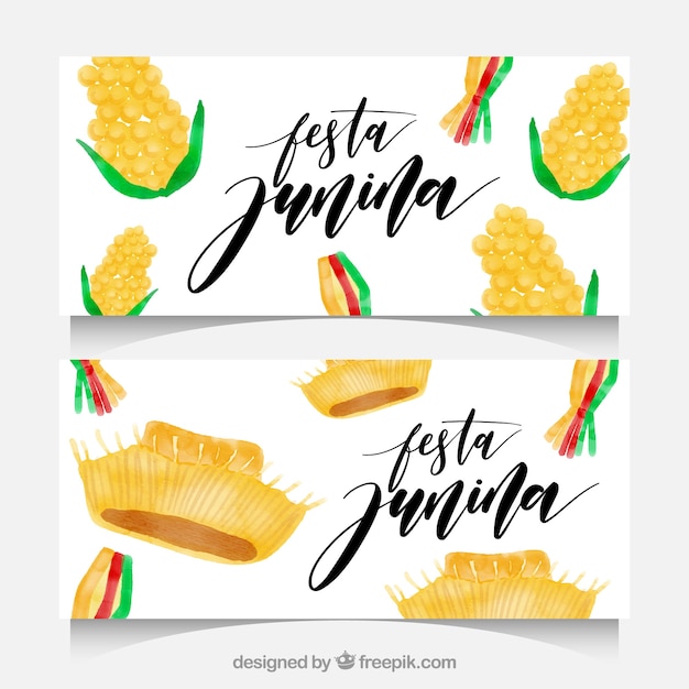 Festa junina aquarell banner mit maiskolben