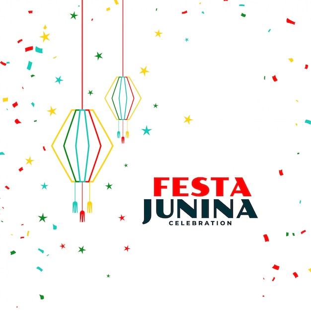 Festa junina feierhintergrund mit fallendem konfetti