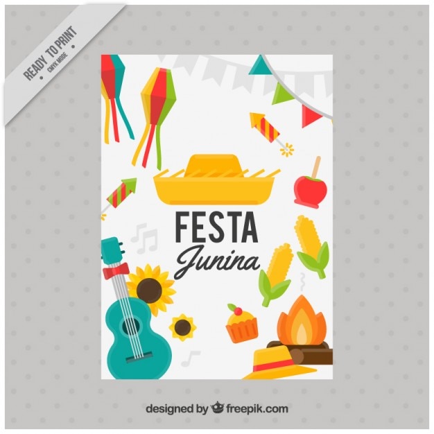 Festa junina flyer mit elementen