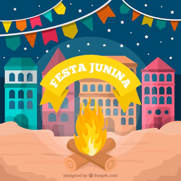 Festa junina hintergrund mit feuer