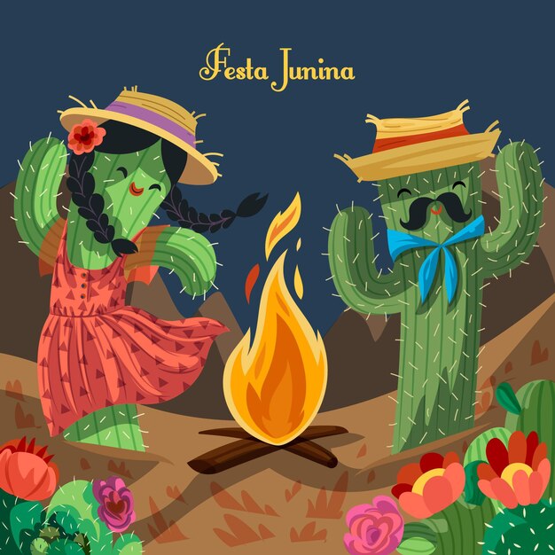 Festa junina Hintergrundhand gezeichnet