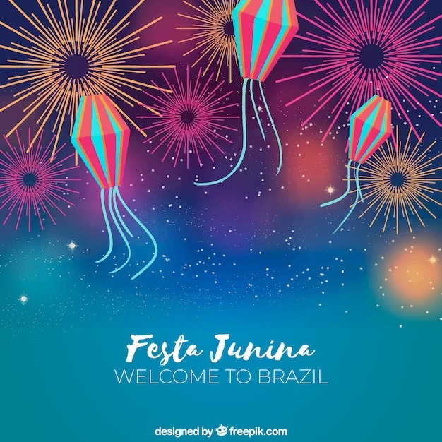 Festa junina mit feuerwerk