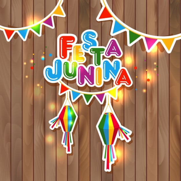 Festa junina vektor-illustration auf holz