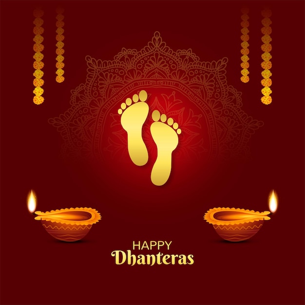 Festival für göttin maa lakshmi charan oder paduka dhanteras kartenhintergrund