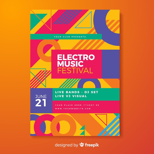 Festival-plakatschablone der elektronischen musik