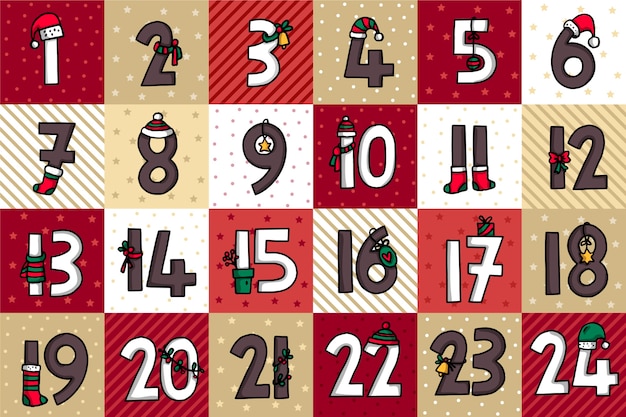 Festliche handgezeichnete Adventskalender