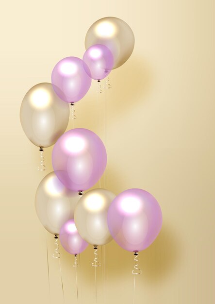 Festlicher Hintergrund mit Heliumballons Feiern Sie Geburtstagsplakatbanner mit Jubiläum Realistische dekorative Gestaltungselemente Vektor 3D-Ballonobjekt, das auffliegt