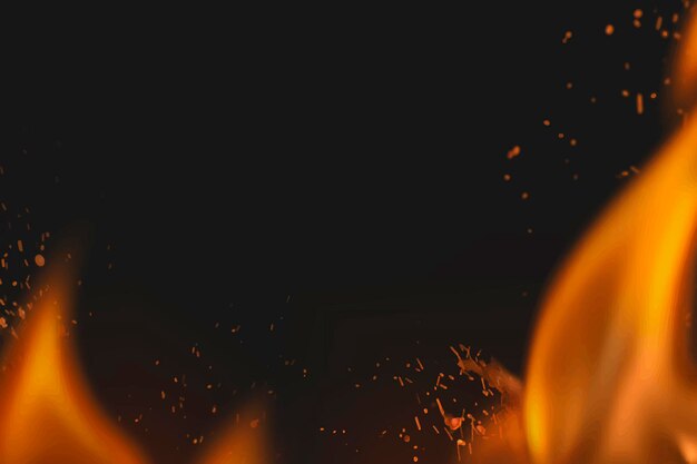 Feuer funken Hintergrund, realistische Flammengrenze, schwarzer Designraumvektor