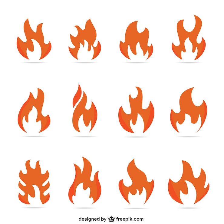 Kostenlose Vektor feuerflammen packen