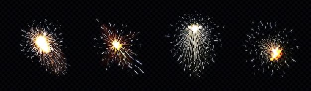 Feuerfunken durch Metallschweißen, Eisenschneiden oder Feuerwerk.