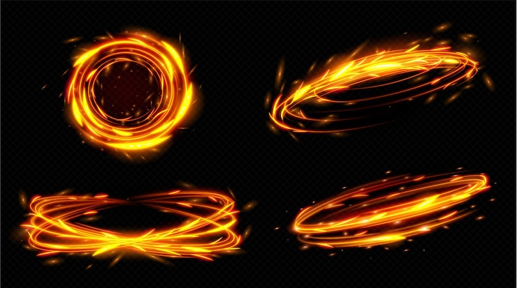 Kostenlose Vektor feuerkreis mit lichtspur-glüheffekt