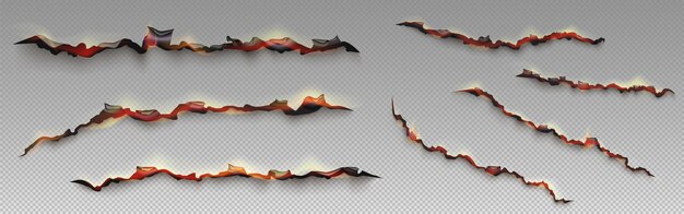 Feuern Sie orange Flamme auf verbrannten Papierkanten ab
