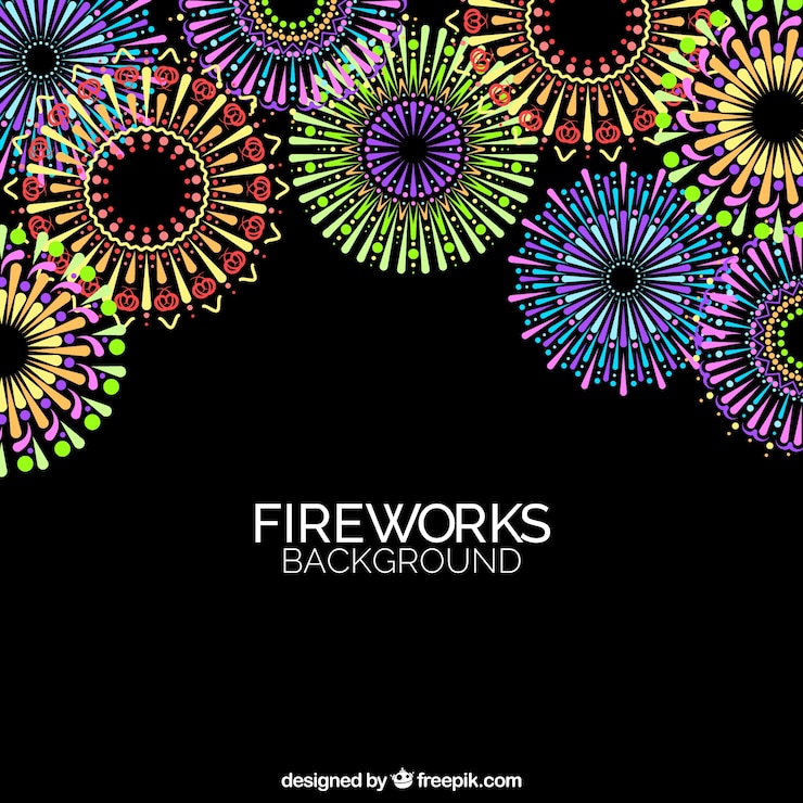 Kostenlose Vektor feuerwerk ornamentalen hintergrund