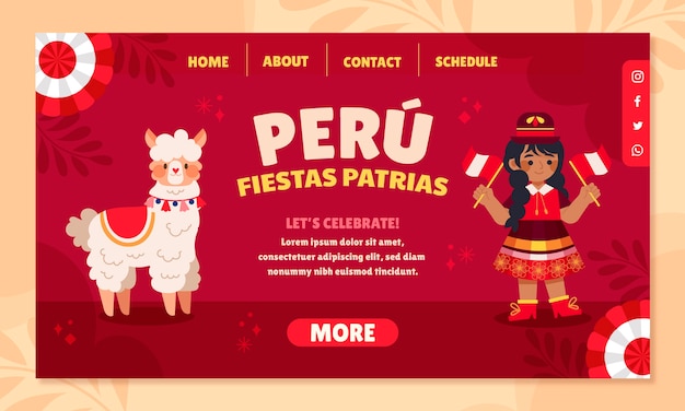 Kostenloser Vektor fiestas patrias peru festlandungsseite