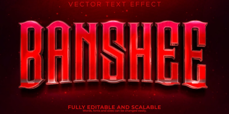 Kostenlose Vektor filmtexteffekt bearbeitbares spiel und roter textstil
