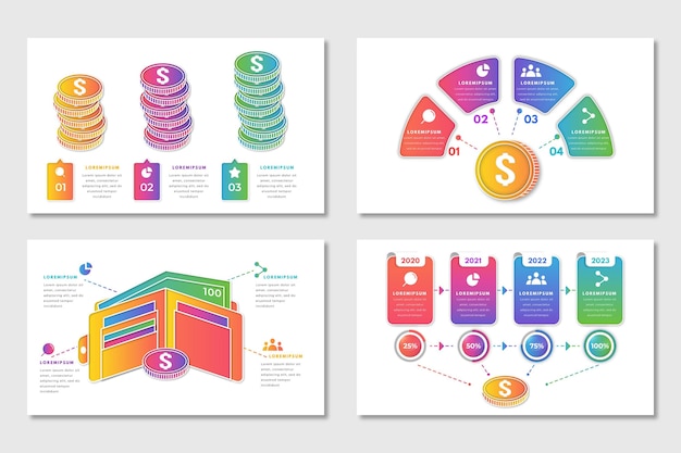 Kostenloser Vektor finanz infografik sammlung