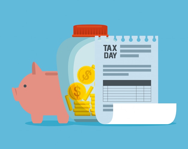 Finanzdienstleistungssteuer mit Rechnung und Münzen