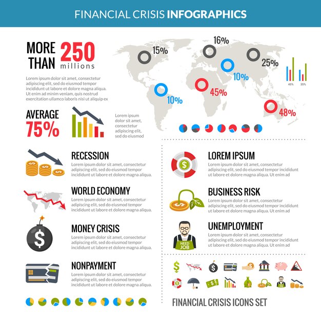 Finanzkrise-Rezession Statistik Infographics Layout