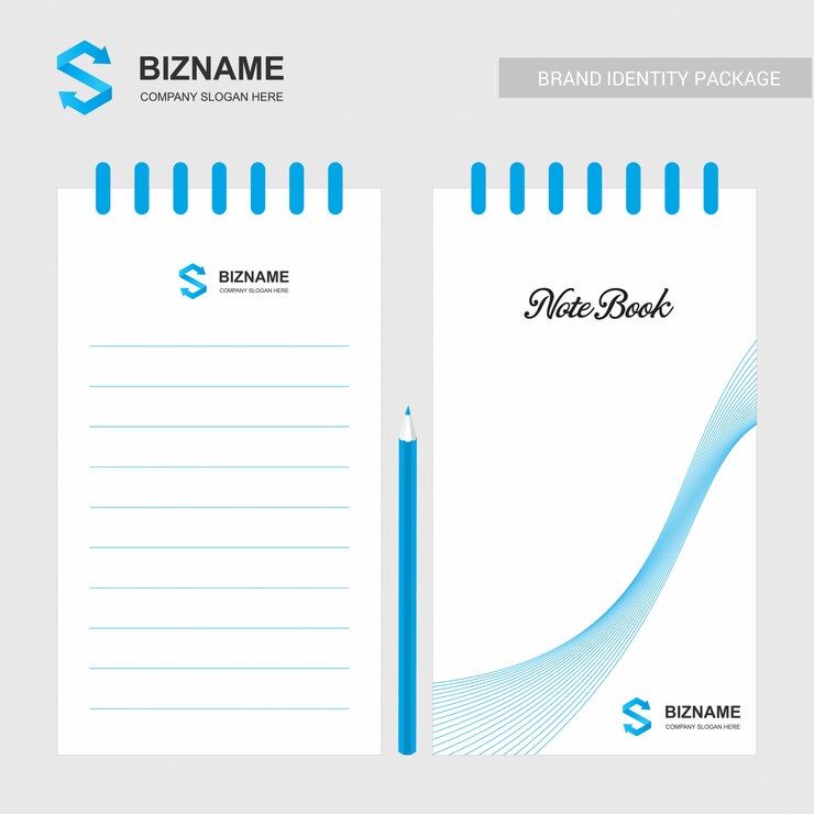 Kostenlose Vektor firmenlogo notizblock mit logo und stilvollem design