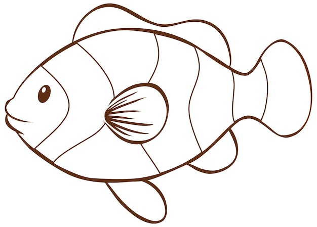 Kostenloser Vektor fisch im einfachen doodle-stil auf weißem hintergrund