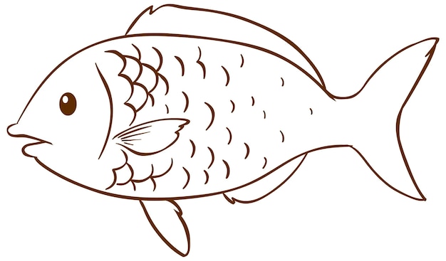 Fisch im einfachen Stil des Gekritzels auf weißem Hintergrund