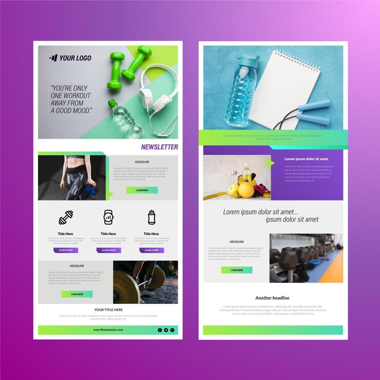 Kostenlose Vektor fitness e-mail-vorlage