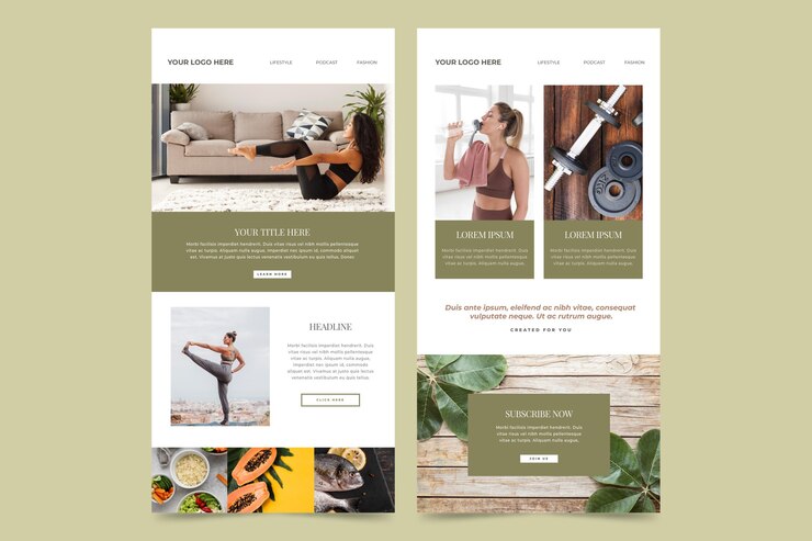 Kostenlose Vektor fitness-e-mail-vorlagenpaket