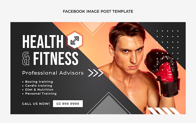 Kostenloser Vektor fitness-facebook-post im flachen design