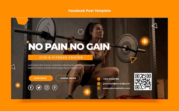 Kostenloser Vektor fitness-facebook-post im flachen design