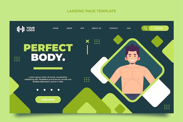 Kostenloser Vektor fitness-landingpage im flachen design