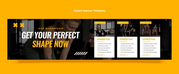 Fitness-Twitch-Banner im flachen Design