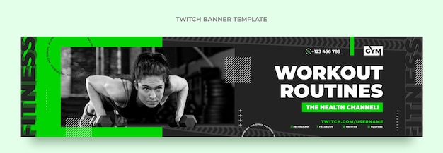 Kostenloser Vektor fitness-twitch-banner im flachen design