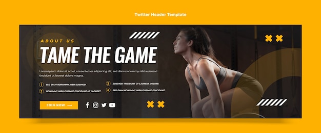 Fitness-twitter-header im flachen design