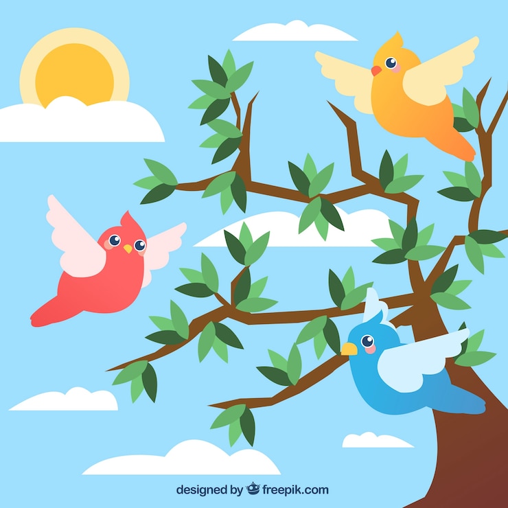 Kostenlose Vektor flach fliegender vogel hintergrund