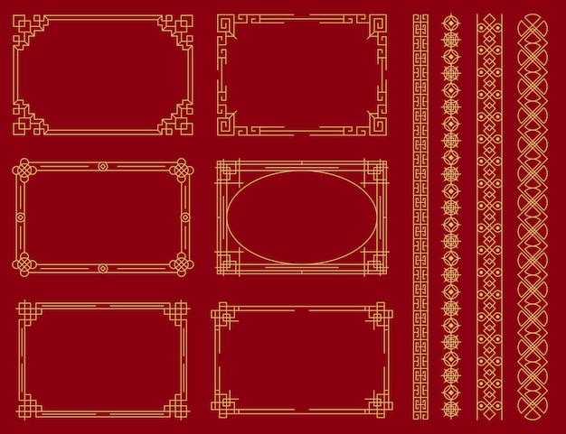 Flach gestaltetes chinesisches Grenzornament