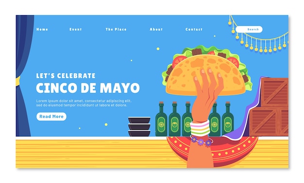 Flach-landing-seiten-vorlage für cinco de mayo