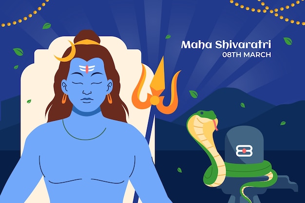 Kostenloser Vektor flach maha shivratri hintergrund