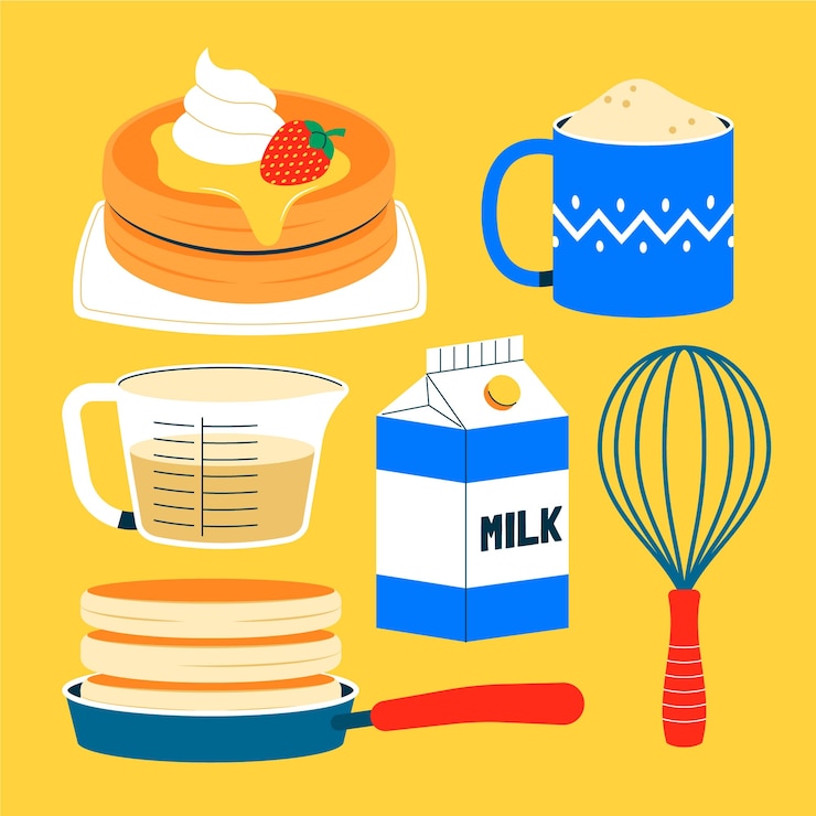 Kostenlose Vektor flach-pancake-tag-design-elemente sammlung