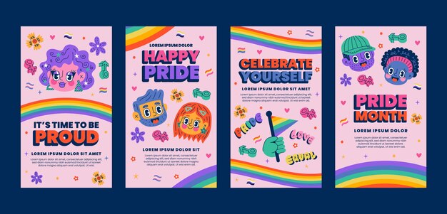 Flach-Pride-Monat-Instagram-Geschichten-Sammlung