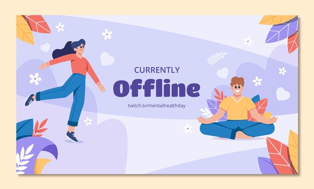 Flach-Twitch-Hintergrund für den Welttag der psychischen Gesundheit
