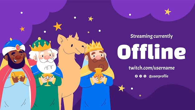 Kostenloser Vektor flach-twitch-hintergrund für reyes magos