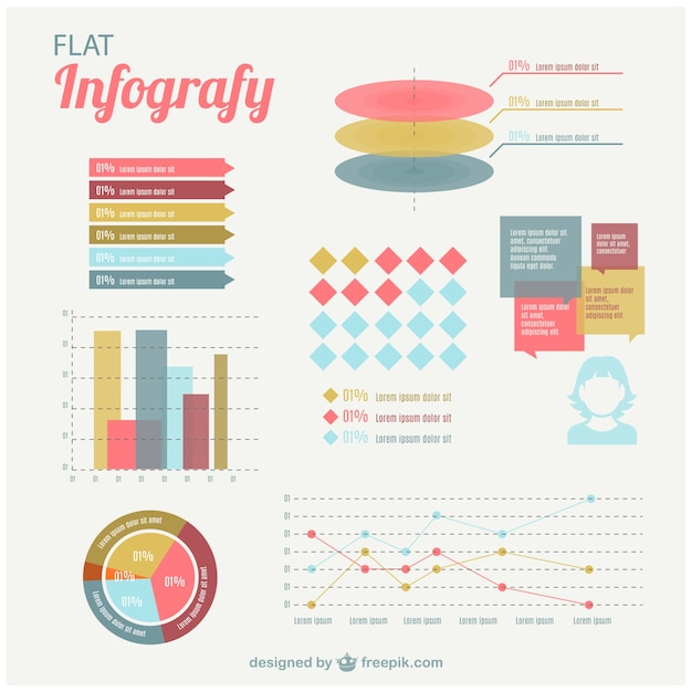 Flach Vintage-Elementen Infografik