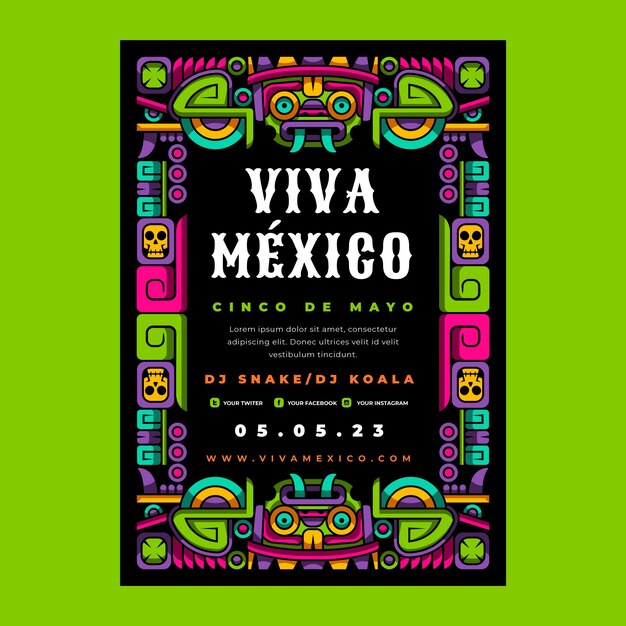 Flache 5-de-Mayo-Plakatvorlage