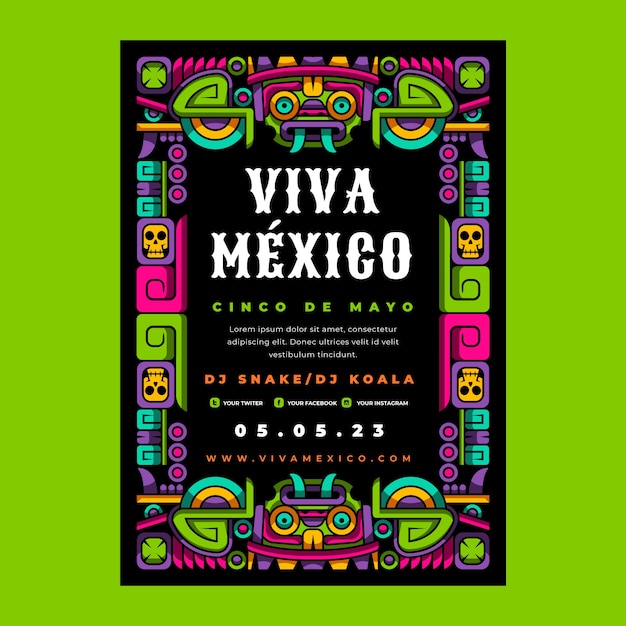 Flache 5-de-Mayo-Plakatvorlage