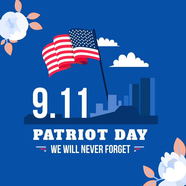 Flache 9 11 Patriot Day Illustration