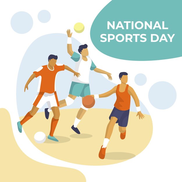 Flache Abbildung des nationalen Sporttages