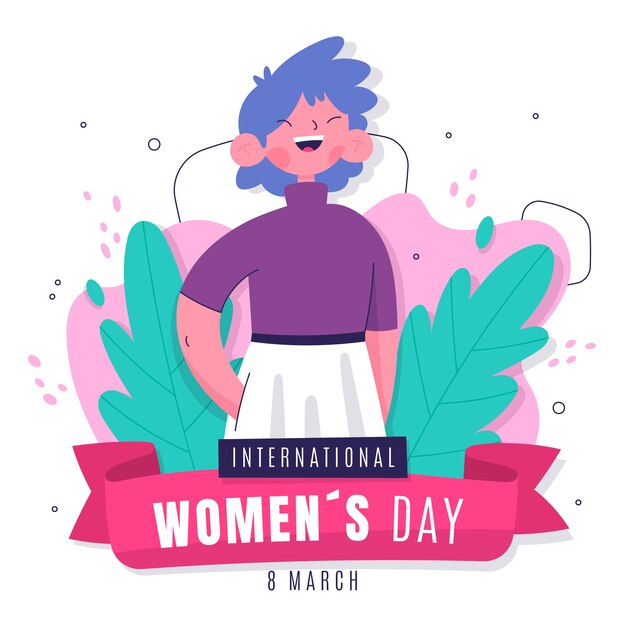 Flache Abbildung zum internationalen Frauentag