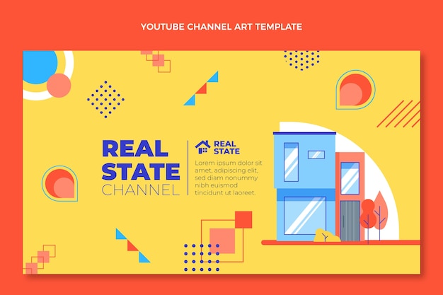 Flache abstrakte geometrische immobilien-youtube-kanalkunst
