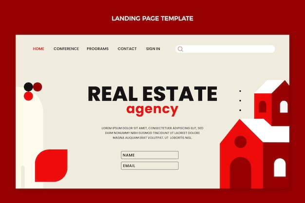 Flache abstrakte immobilien-landingpage